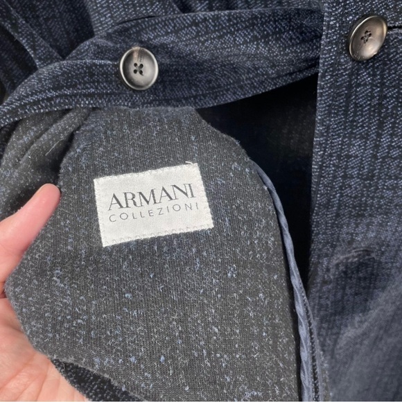 Armani Collezioni Blue Velvet Mandarin Collar Button Front Sport Jacket US XL - Picture 7 of 10